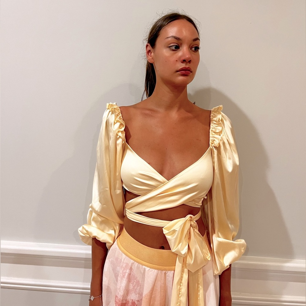 Silk creamy blouse.